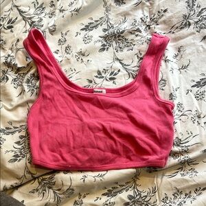 Garage Pink Fitted Crop Tank Top